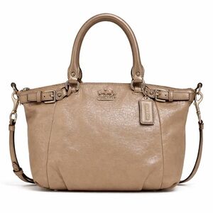 Coach Tan Metallic  Madison Satchel with Double Handles and Detachable Strap